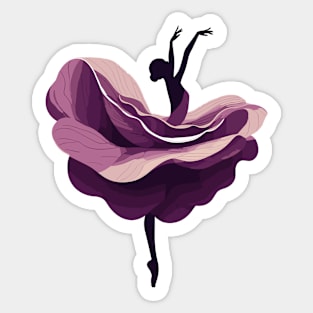 Ballerina in a purple tutu dancing. Vector illustration, tiptoe dancing, ballet dance pose art Sticker